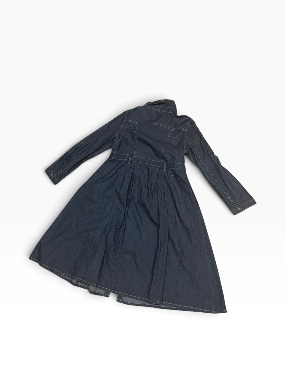 WD.NY Dark Wash Denim Fit & Flare Shirt Dress 100% Cotton Medium